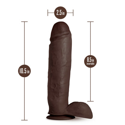 Au Naturel Huge Dildo 10 In. Chocolate