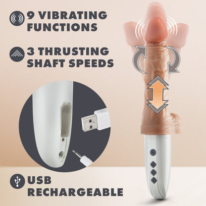 Dr. Skin Silicone Dr. Hammer Thrusting Dildo With Handle 7 In. Beige