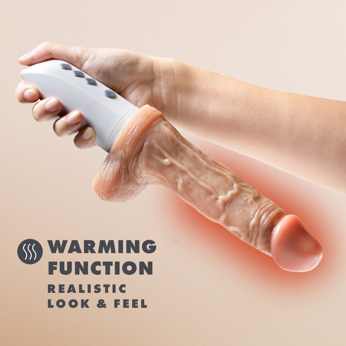 Dr. Skin Silicone Dr. Hammer Thrusting Dildo With Handle 7 In. Beige