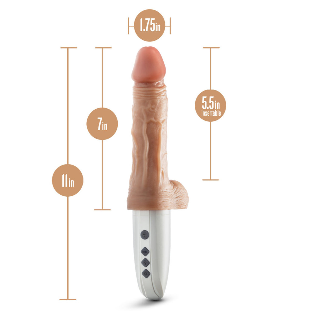 Dr. Skin Silicone Dr. Hammer Thrusting Dildo With Handle 7 In. Beige