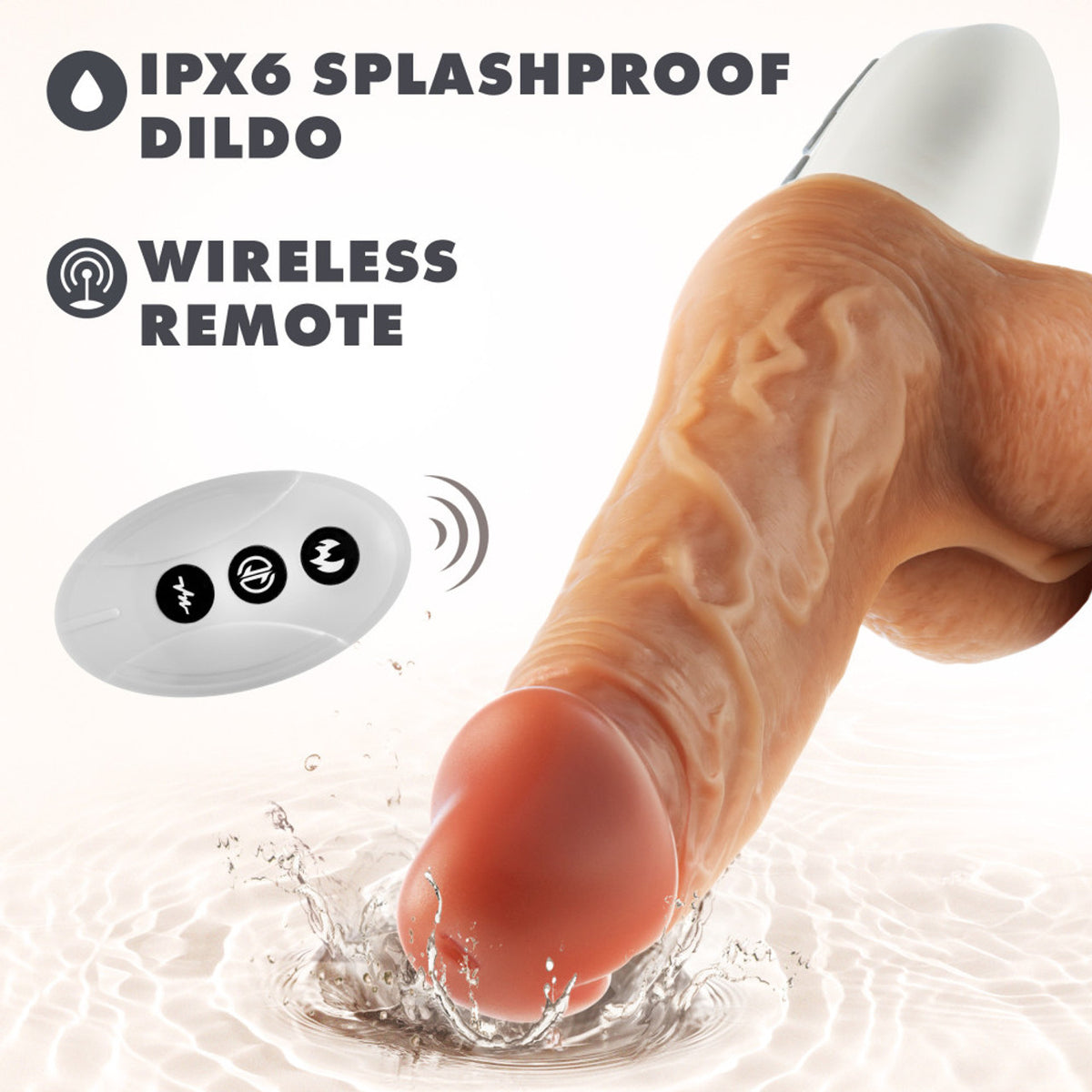 Dr. Skin Silicone Dr. Hammer Thrusting Dildo With Handle 7 In. Beige