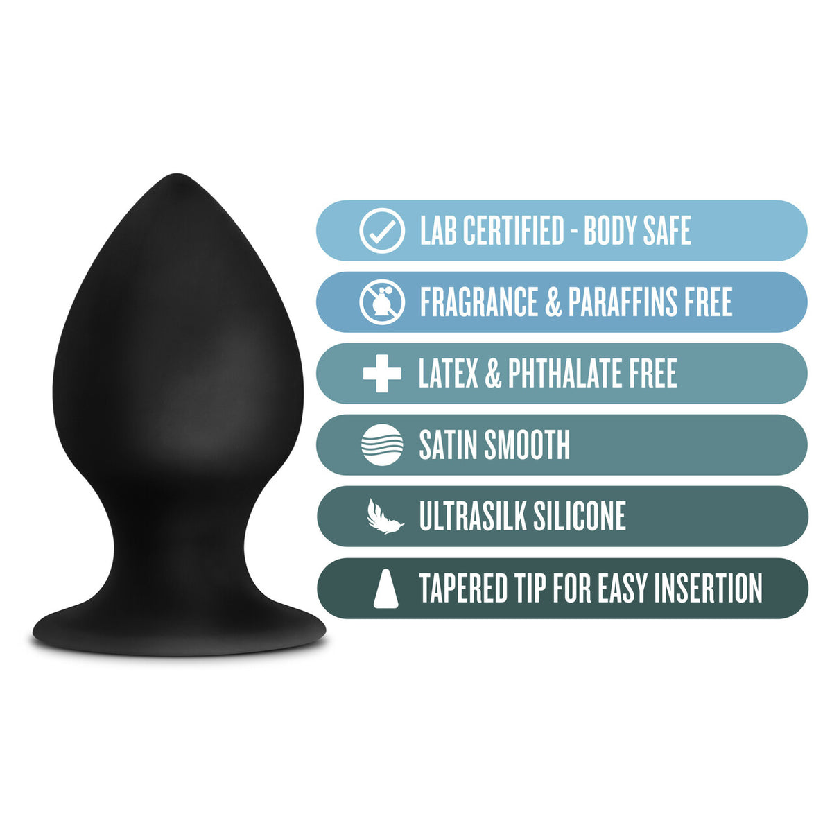 Blush Anal Adventures Platinum Silicone Anal Stout Plug - Large Black