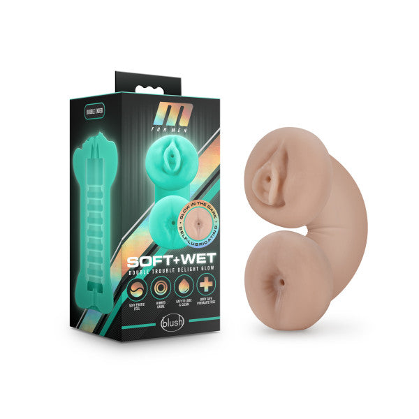 M For Men - Soft And Wet - Double Trouble Glow-in-the-dark Stroker - Vanilla