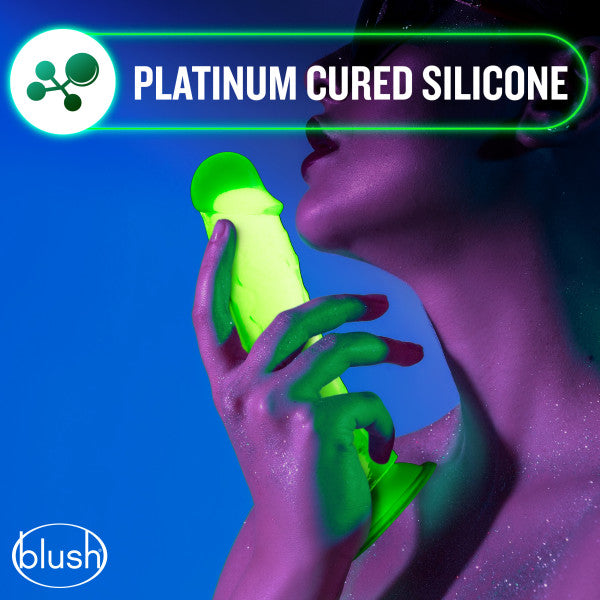 Neo Elite Glow In The Dark Viper 7.5 In Silicone Dual Density Dildo W/ Balls Neon Green