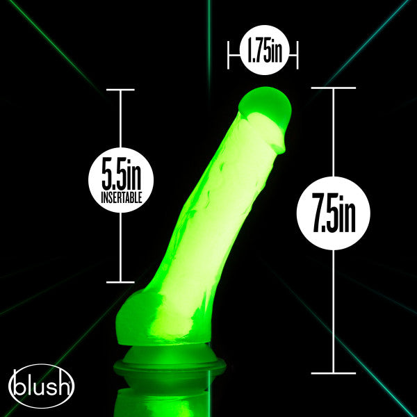 Neo Elite Glow In The Dark Viper 7.5 In Silicone Dual Density Dildo W/ Balls Neon Green