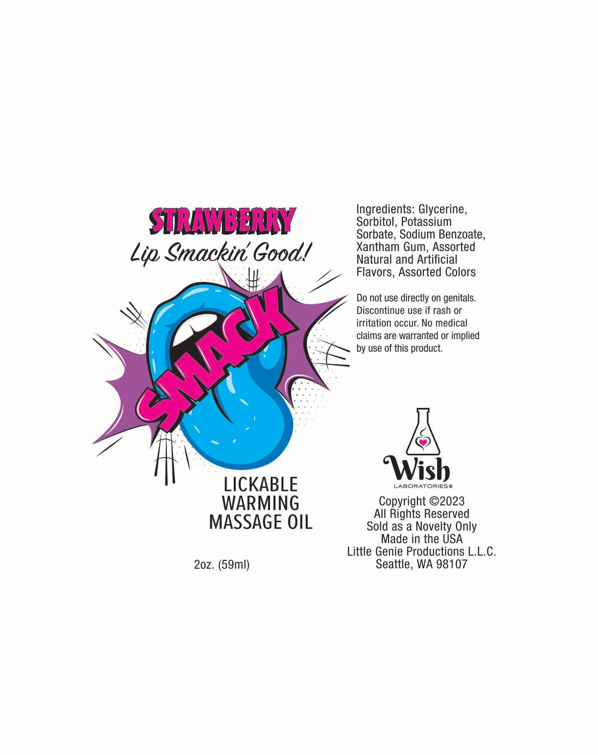 Smack Massage Oil Strawberry 2oz