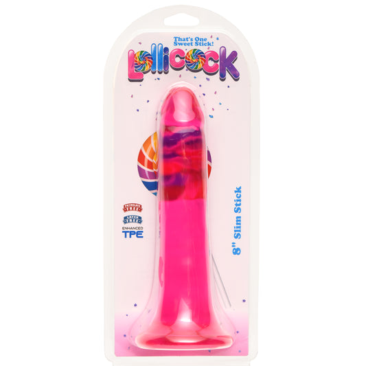 8 Inch Slim Stick Cherry Ice Dildo