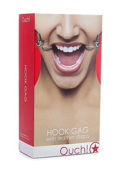 Ouch Hook Gag with Leather Straps O/S
