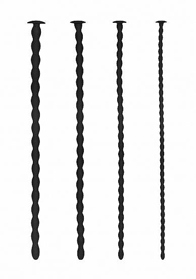 Shots Ouch Advanced Urethral Sounding Silicone Spiral Plug Set - Black