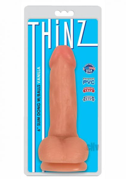 6 Inch Slim Dildo with Balls - Light