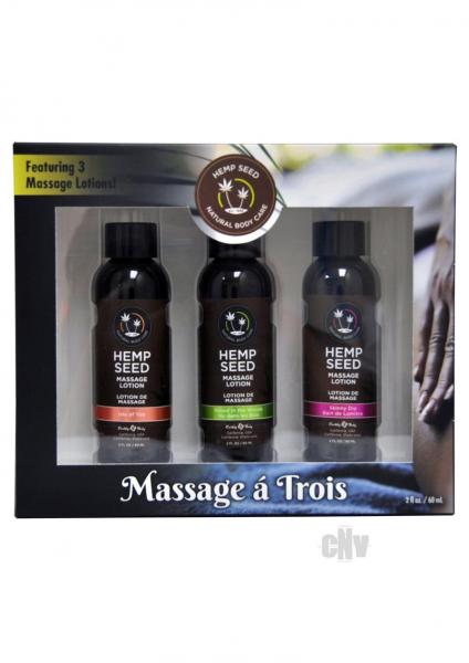 Earthly Body Gift Set Massage A Trois Includes: 2oz Isle Of You Massage Lotion, 2oz Skinny Dip Massa