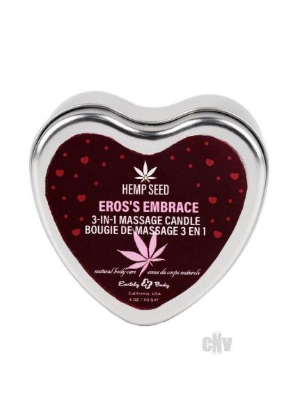 Earthly Body 2024 Valentines 3 In 1 Massage Heart Candle - 4 Oz Eros Embrace