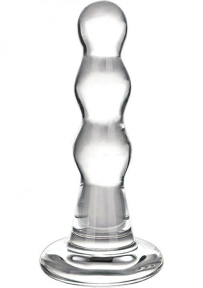 Glas Triple Play Beaded Butt Plug Clear