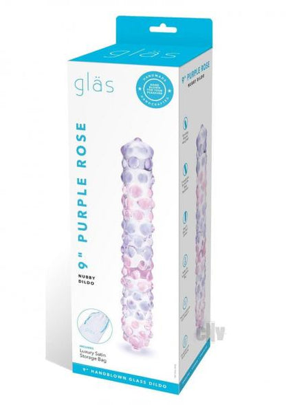Glas Purple Rose Nubby Glass Dildo 9"
