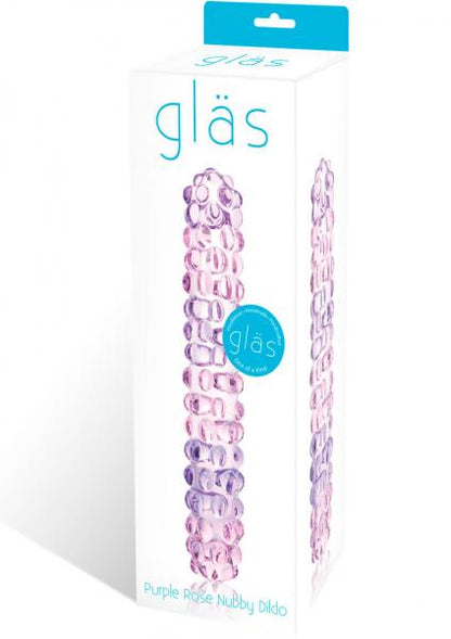 Purple Rose Nubby Glass Dildo