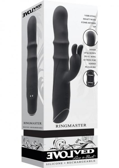 Evolved Ringmaster Rechargeable Dual Stim Vibe Silicone Black