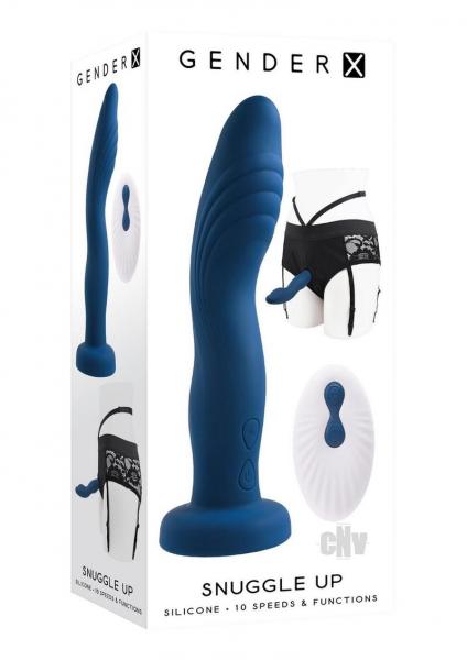 Gender X Snuggle Up Vibrator And Strap-on Harness Blue