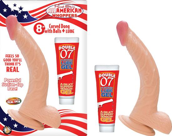 All Amer Whopper 8in Curved Dong w/Balls