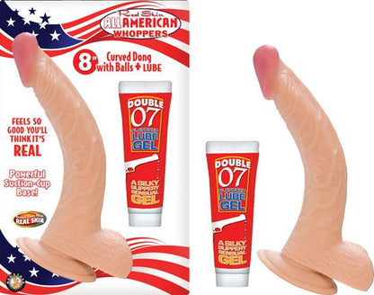 All Amer Whopper 8in Curved Dong w/Balls