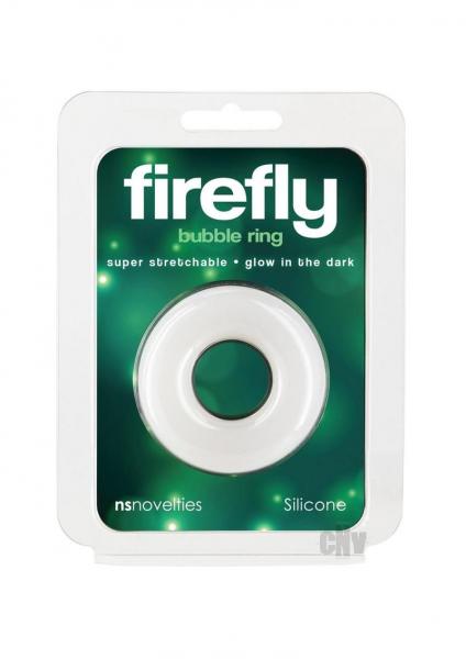 Firefly Glow In The Dark Bubble Cock Ring - Medium, White