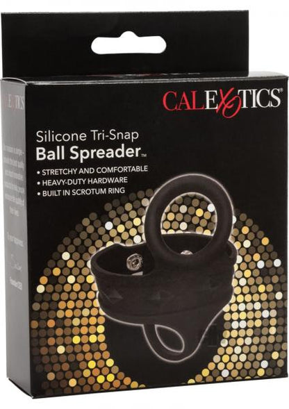 Silicone Tri Snap Scrotum Ball Spreader Black
