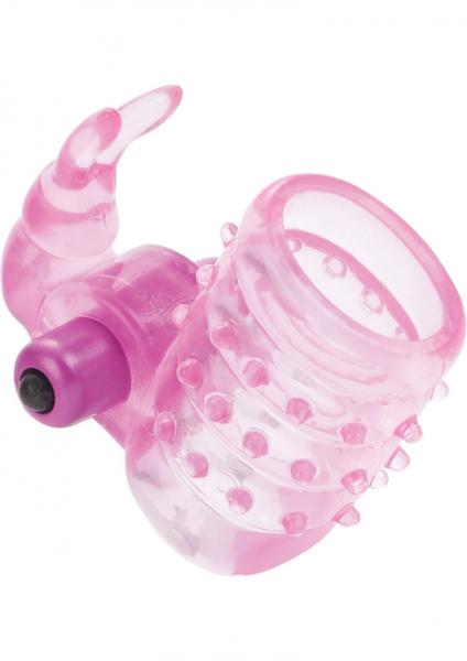 Basic Essentials Stretchy Bunny Enhancer Vibrating Pink