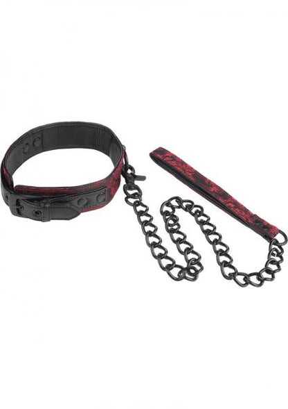 Scandal Collar With Leash Red Black O/S