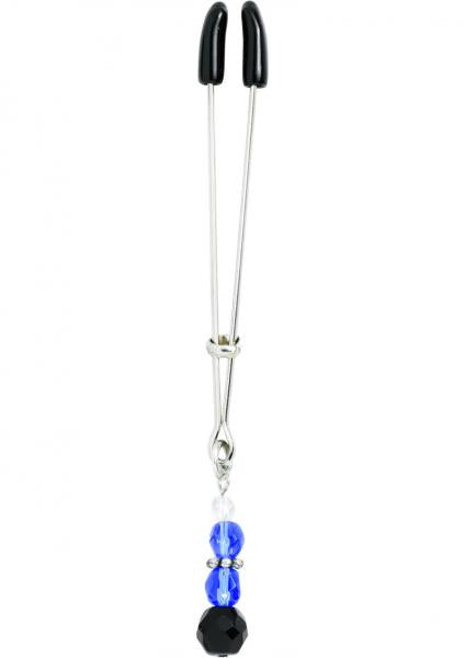 Beaded Clit Clamp With Tweezer Tip Blue