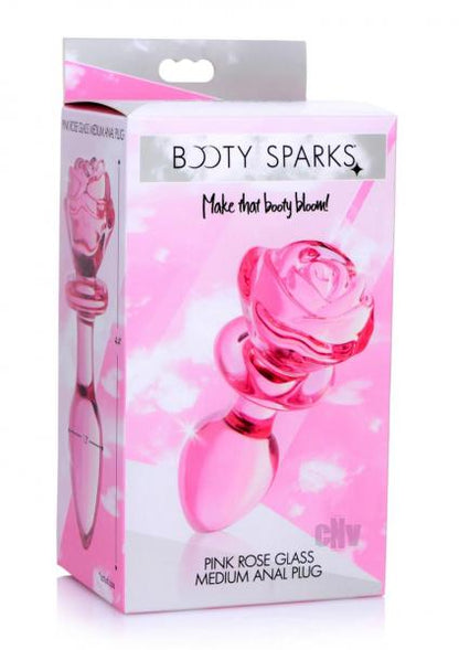 Pink Rose Glass Anal Plug - Medium