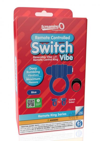 Screaming O Switch Remote Controlled Vibrating Ring - Blue