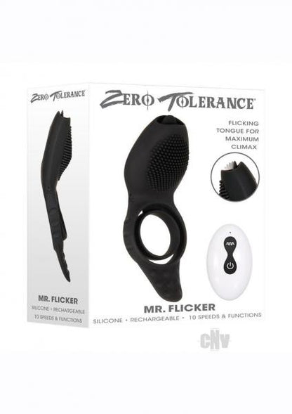 Zt Mr. Flicker Vibrating Silicone Cock Ring Black