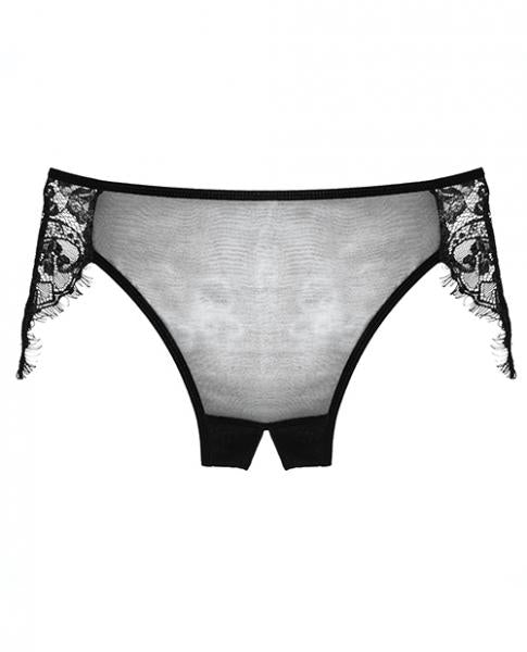 Adore Lavish & Lace Crotchless Panty Black O/S