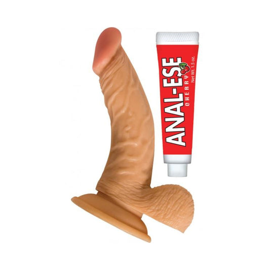 All American Whoppers 6.5 inches Curved Dong Balls + Anal Ese