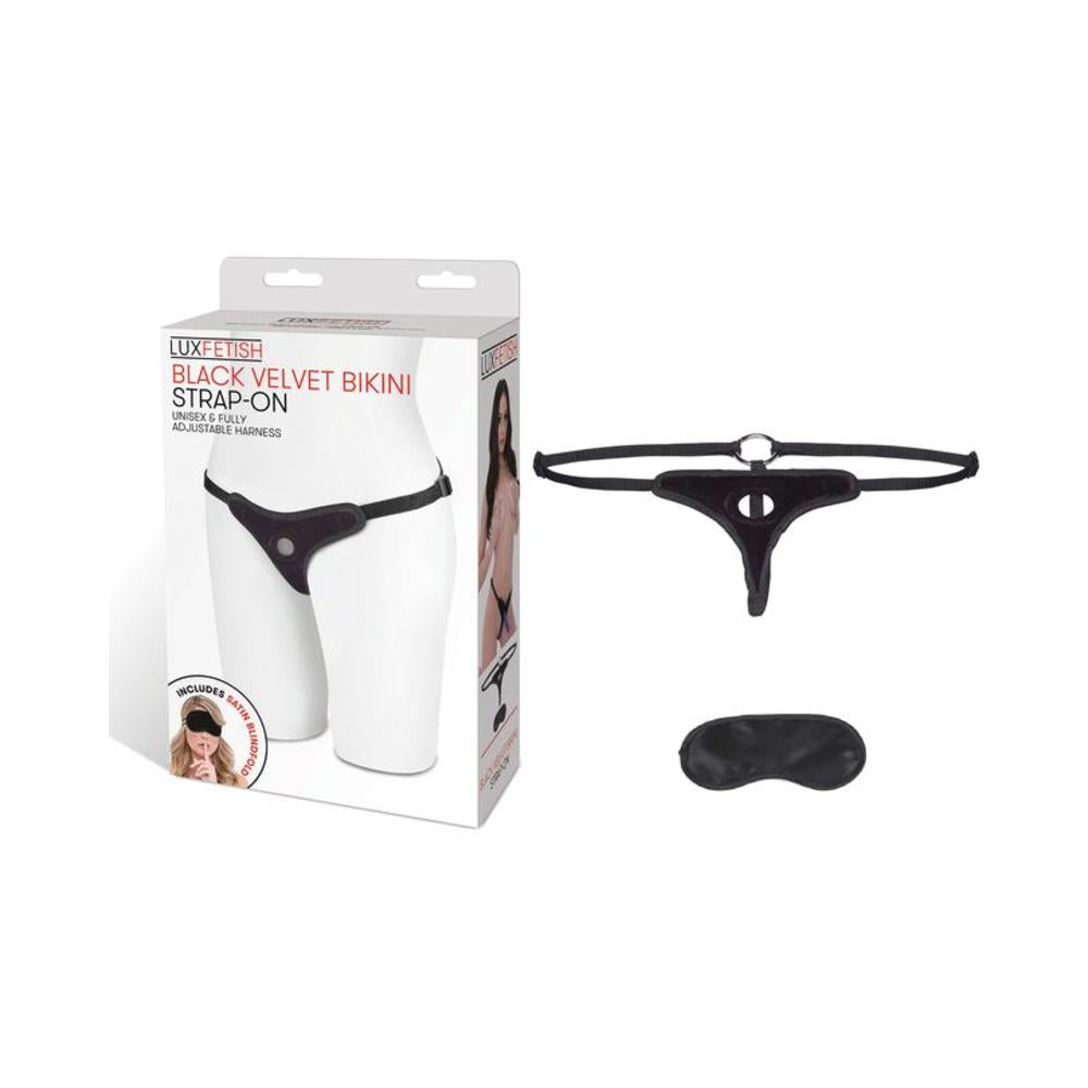 Lux Fetish Black Velvet Bikini Strap On O/S