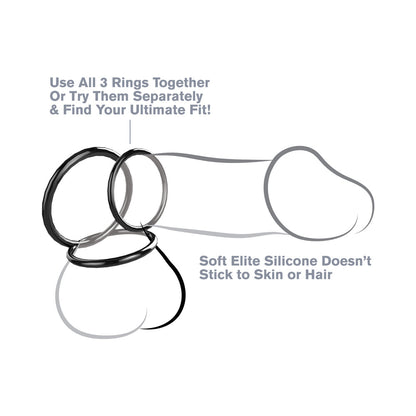 Fantasy C-Ringz Silicone 3 Ring Stamina Set Black