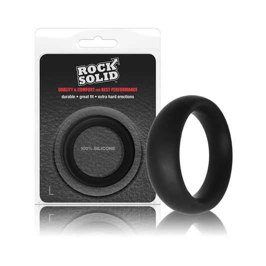 Rock Solid Silicone Black C Ring, Large (2in) In A Clamshell