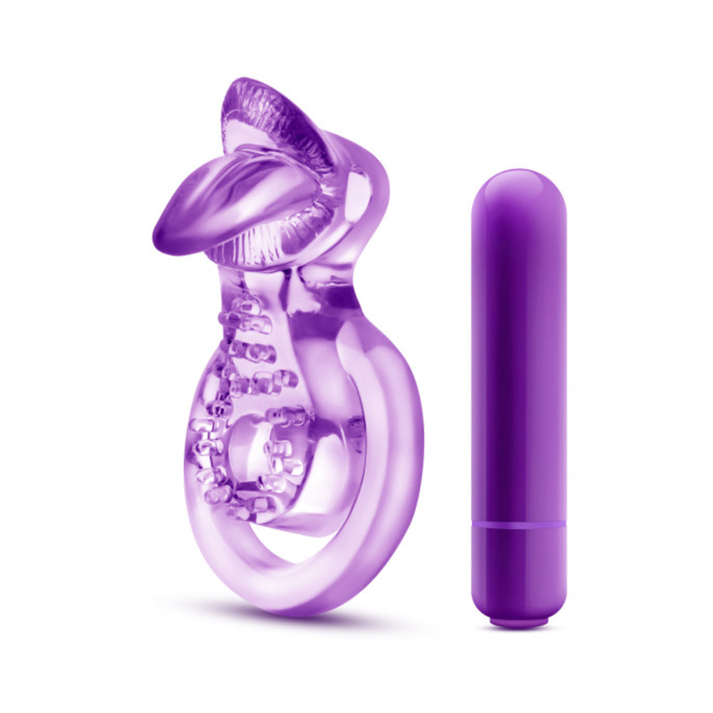 Play With Me - Lick It - Vibrating Double Strap Cockring - Purple