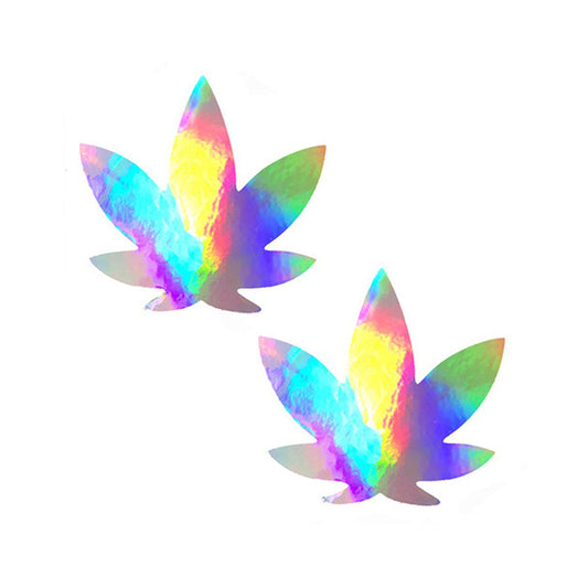 Neva Nude Pasty Weed Leaf Holographic