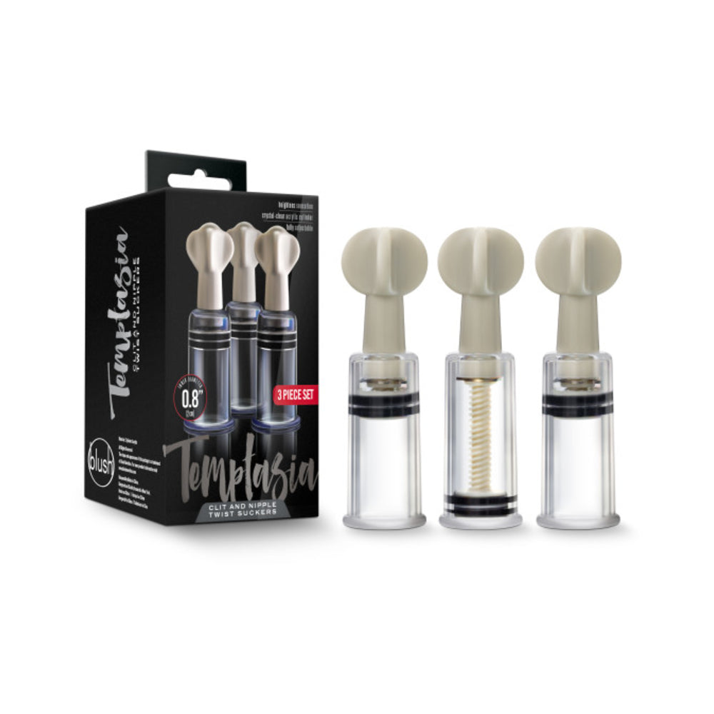 Temptasia - Clit And Nipple Twist Suckers - Set Of 3 - Clear