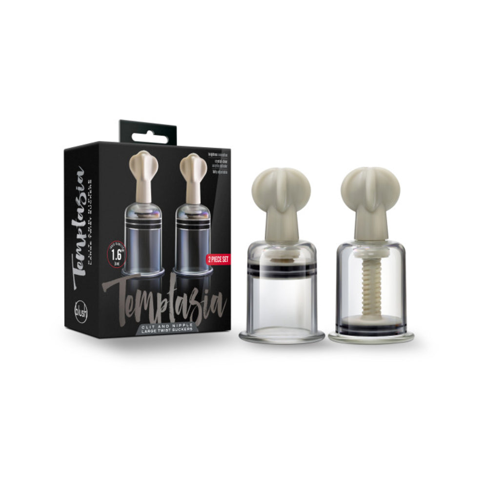 Temptasia - Clit And Nipple Large Twist Suckers - Set Of 2 - Clear