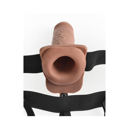 Fetish Fantasy 7in Hollow Rechargeable Strap-on With Remote, Tan