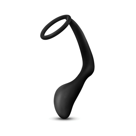 Anal Adventures Platinum Cock Ring Plug Black