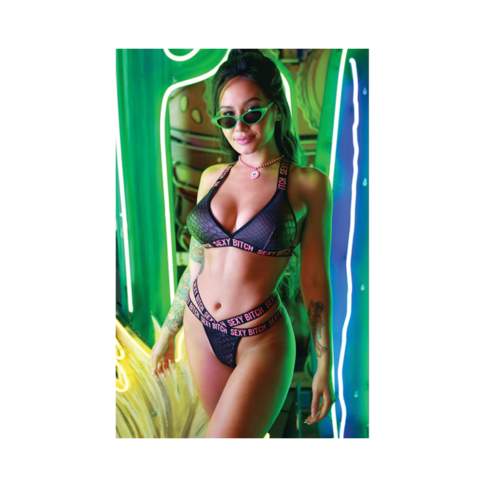 Vibes Sexy Bitch Reptile Print Set Blk M/l
