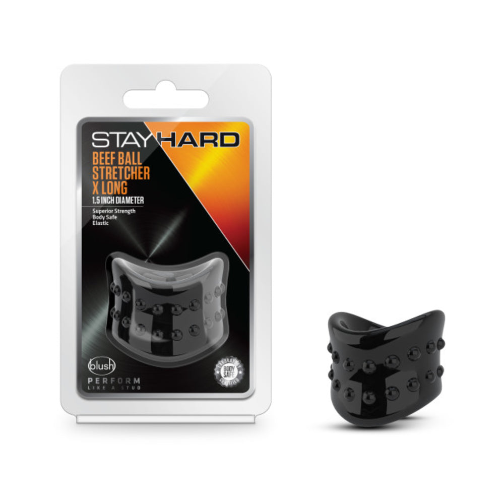 Stay Hard Beef Ball Stretcher Snug X Long 1" Black