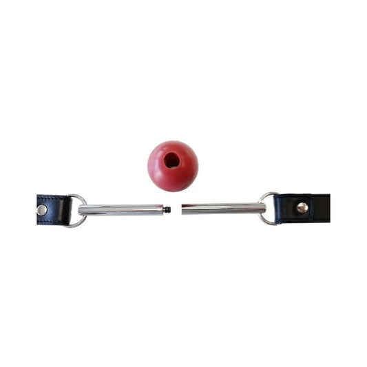 Ball Gag - Black With Removable Red Ball And Stainless Steel Rod