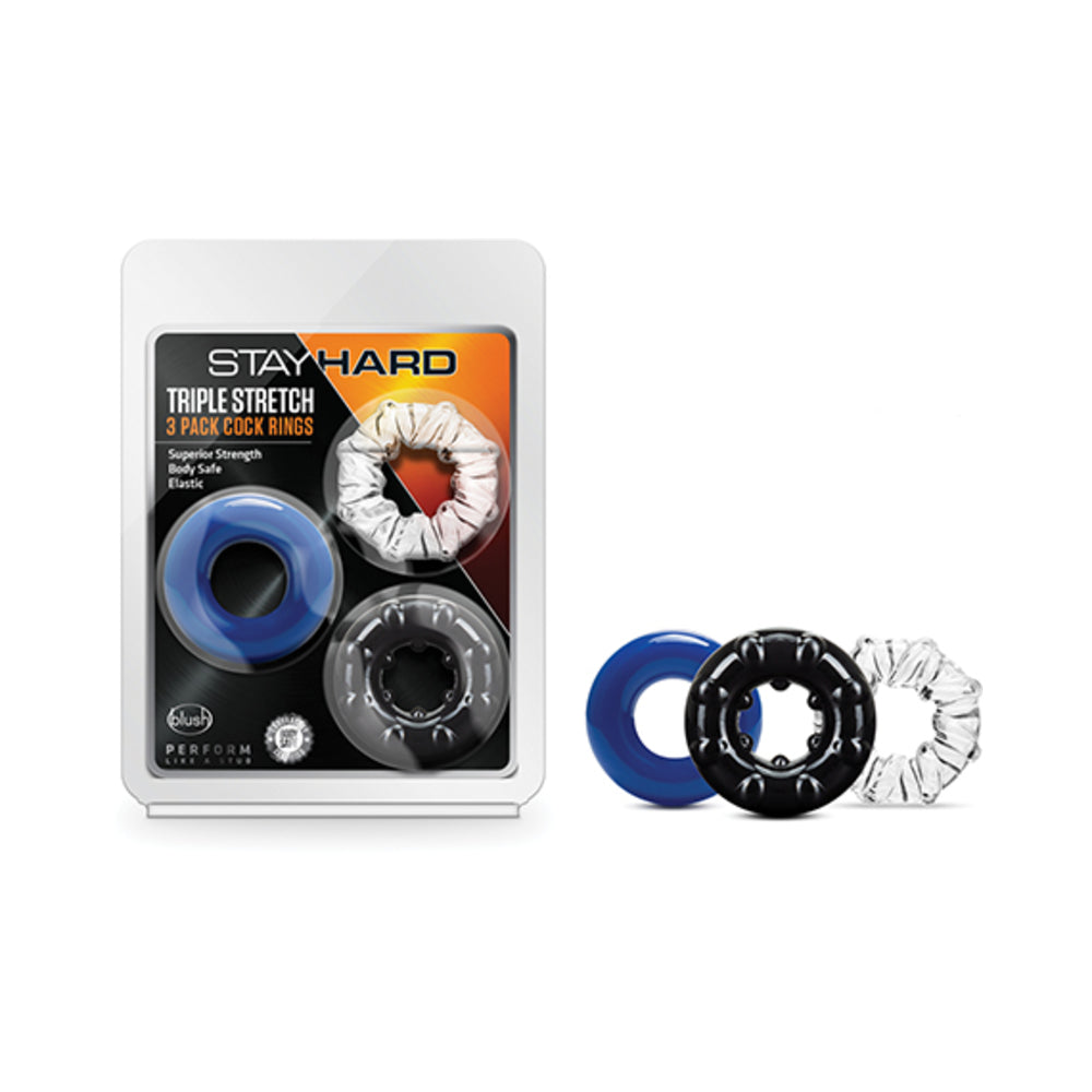 Stay Hard Triple Stretch 3pk Cock Rings