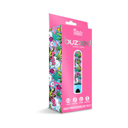 Prints Charming Buzzed Rechargeable 3.5" Bullet - Stoner Chick - Blue