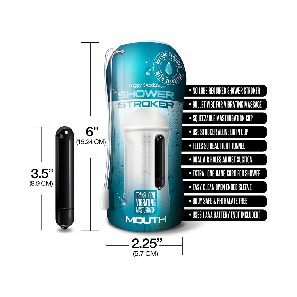 Happy Ending Vibrating, Self-lubricating Shower Stroker - Ass
