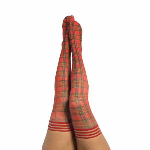 Kix'ies Grace Plaid Thigh Highs Red C