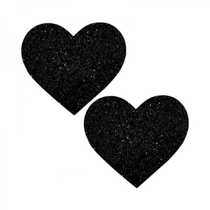 Neva Nude Black Malice Queen Status Glitter Heart Pasties - Black Qn